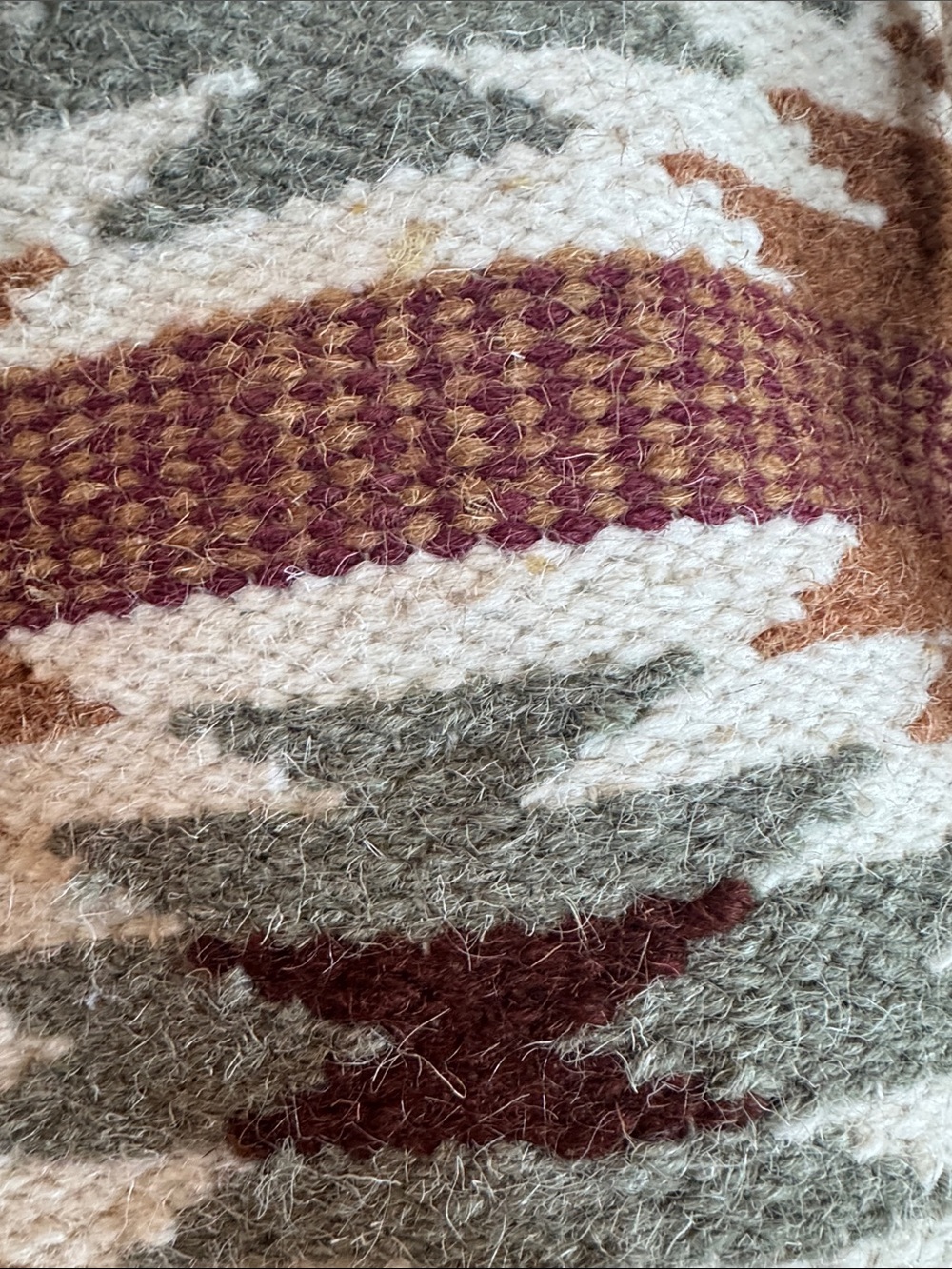 Aztec-Pattern Woven Backpack in White, Rust & Gray - Picture 4 of 6